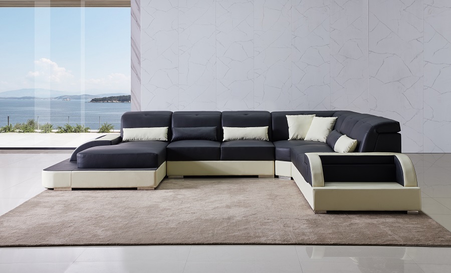 Orion - U Leather Sofa Lounge Set